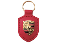 Porsche Crested Leather Keyring, RED