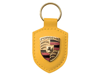 Porsche Crested Leather Keyring, YELLOW