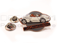 Pin Badge "Porsche Boxster" White