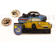 Pin Badge "Porsche 911 Carrera 4" Yellow and Blue