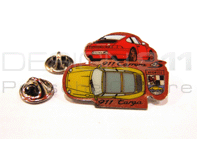 Pin Badge "Porsche 911 Carrera 4S - 911 Targa" Red and Yellow