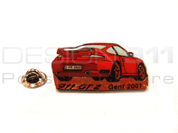 Pin Badge "Porsche 911 GT2 - Genf 2001" Red