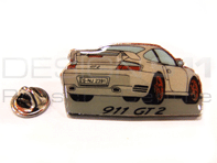 Pin Badge "Porsche 911 GT2" White