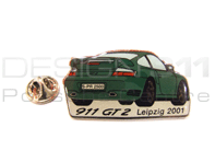 Pin Badge "Porsche 911 GT2 - Leipzig 2001" Green