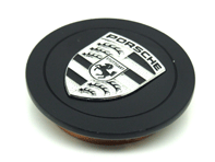 Wheel Cap BLACK with silver crest - Metal Centre Cap for Porsche