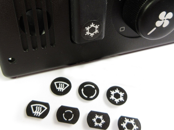 CLIMATE CONTROL UNIT PUSH BUTTON STICKER SET. PORSCHE 944 / 964 / 993