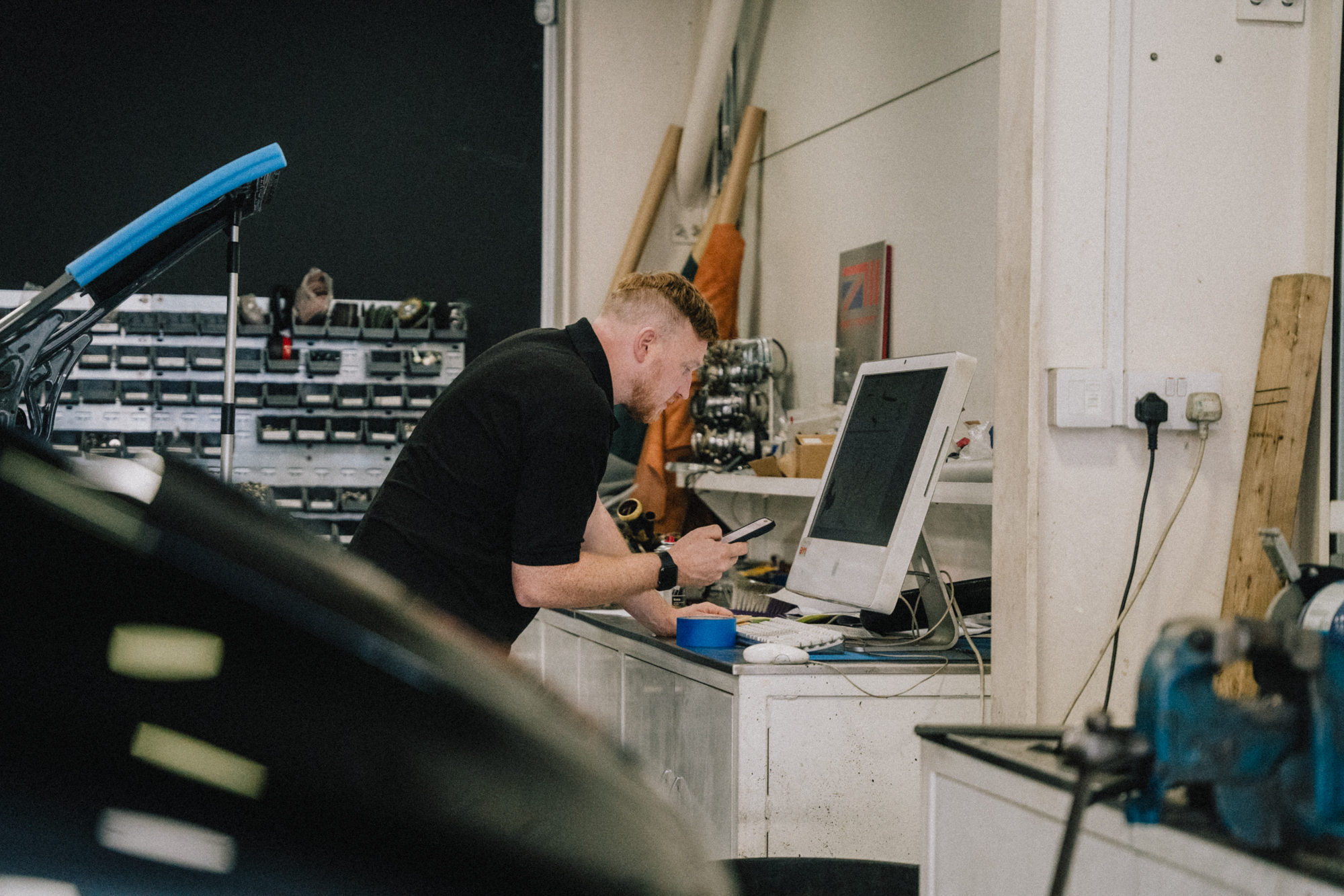911 Rennsport team hard at work in the workshop