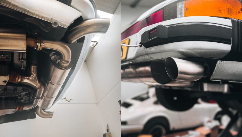 EXHAUST MUFFLER / SILENCER REAR BOX WITH VALVES SPORTS 1 IN 2 OUT DESIGNTEK. PORSCHE 911 1975-89