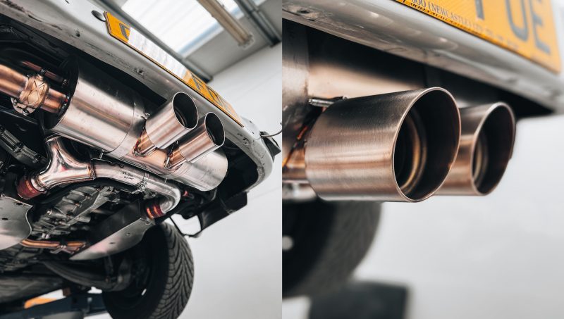 EXHAUST MUFFLER / SILENCER REAR BOX WITH VALVES SPORTS "GT3" STYLE DESIGNTEK. PORSCHE 911 1975-89
