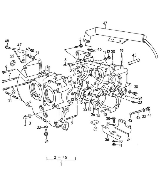 Crankcase housing / M 90 501 >> 91 000 (Model: CARRERA  1500 GS/GT) 356, 356A 1950-1959