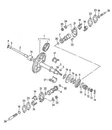 Driving mechanism for Valve control / M 90 501 >> 91 000 (Model: CARRERA 1500 GS/GT) 356, 356A 1950-1959