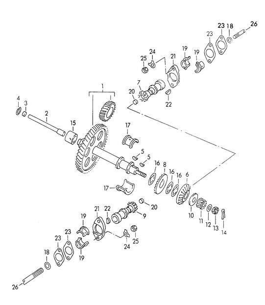 Driving mechanism for Valve control (Model: CARRERA 1600 GS/GT)  356, 356A 1950-1959