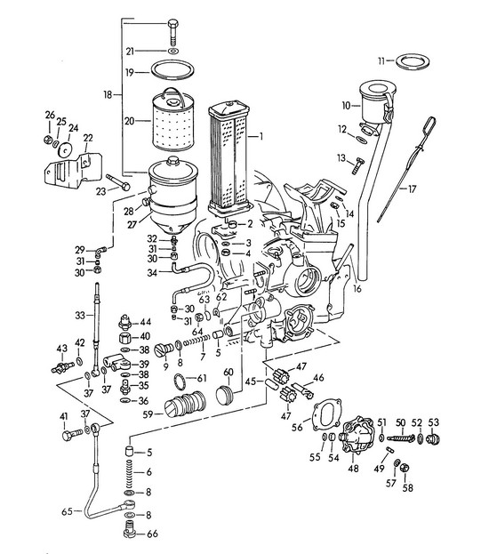 Engine lubrication - M 67 001 >>, M 81 201 >> - (Model: 1600, 1600 S) 356, 356A 1950-1959