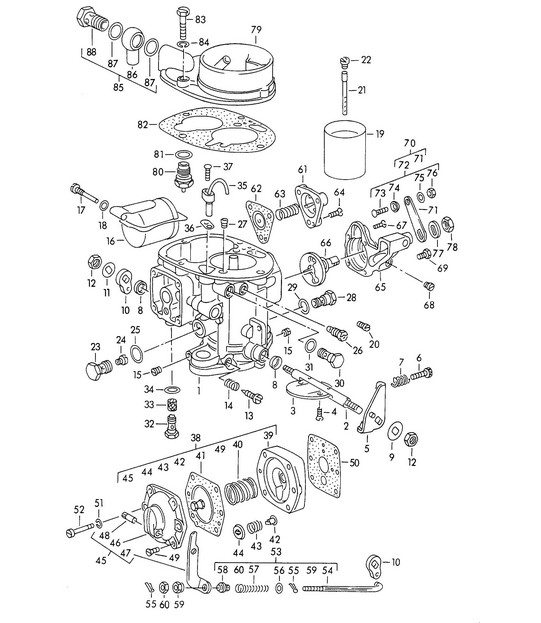Single parts for Carburettor - SOLEX 40 PBIC - M >> 81 200 (Model: 527/528, 1600 S) 356, 356A 1950-1959