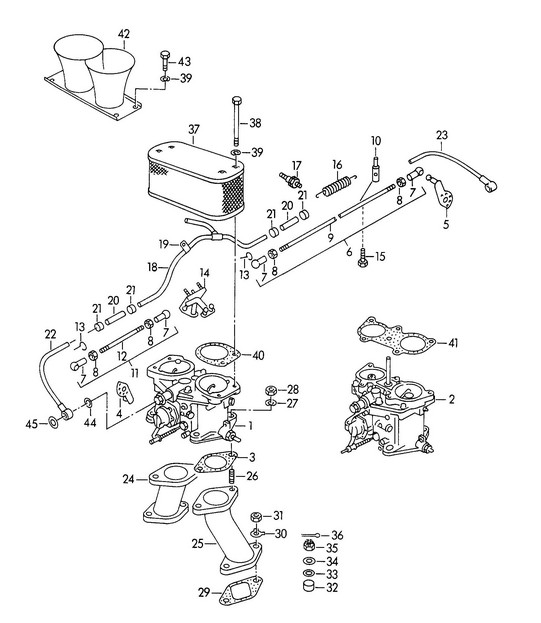 Carburettor / SOLEX 40 P II / SOLEX 40 P II-4  / and Fuel supply line M 90 501 >> 91 000 (Model: CARRERA, 1500 GS/GT) 356, 356A 1950-1959