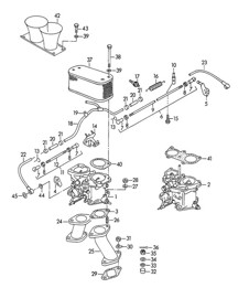 Carburettor / SOLEX 40 P II / SOLEX 40 P II-4  / and Fuel supply line M 90 501 >> 91 000 (Model: CARRERA, 1500 GS/GT) 356, 356A 1950-1959