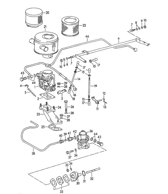 Carburettor / PALLAS-ZENIT 32NDIX / And Fuel supply line (Model:  1600, 1600 S)  356A 1955-1959