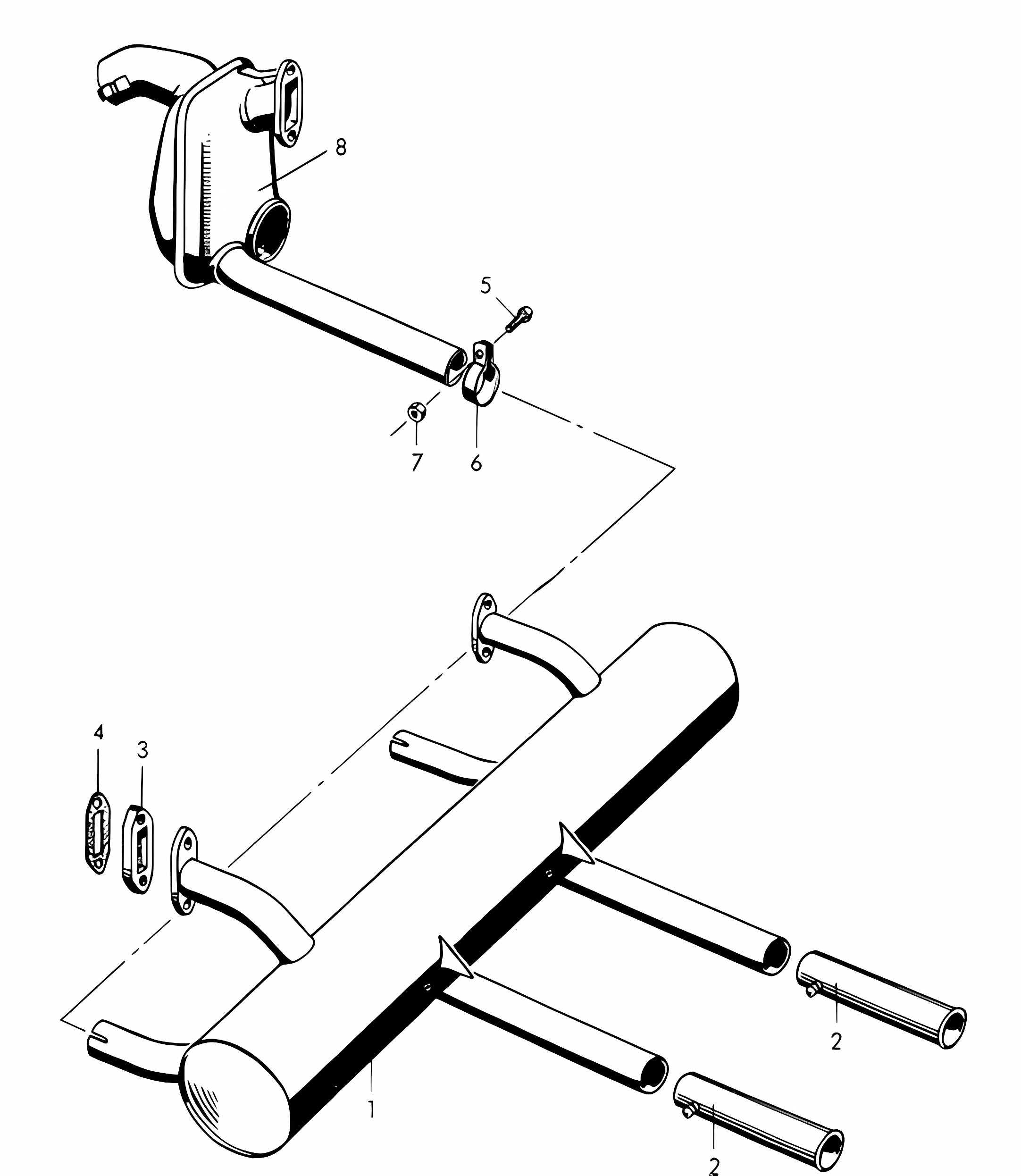 Exhaust system (F >> 101 692 / F >> 150 000 / F >> 83 791) 356, 356A COUPE / CABRIO / SPEEDSTER 1950-1959