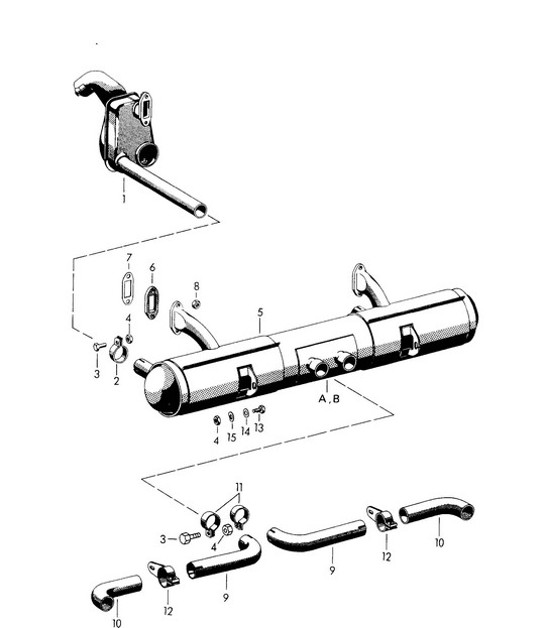 Diagram 202-005 Porsche 996 (911) (1997-2005) Fuel System, Exhaust System