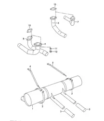 Exhaust silencer and Accessories (Model: CARRERA, 1600 GS/GT, 692/0/1)  356, 356A 1950-1959
