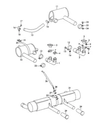 Exhaust system (Model: CARRERA, 1600 GS/GT, 692/2/3)  356, 356A 1950-1959