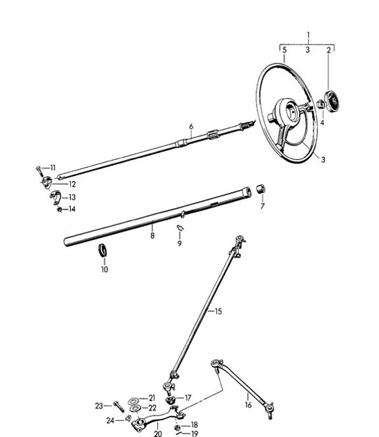 Diagram 403-000 Porsche 356 (1950-1965) Front Axle, Steering 