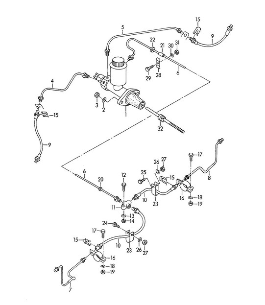 Brake master cylinder / and Brake lines 356, 356A 1950-1959