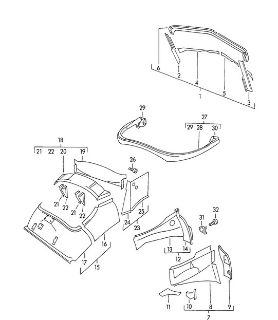 Body / Interior panelling (Model: CABRIO) 356 / 356 A 1950-1959