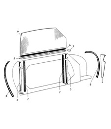 Door window glass (Model: CABRIO)  356 / 356A 1950-1959