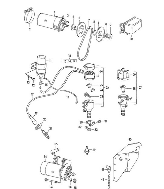 Diagram 901-000 Porsche 924 (1977-1988) Electrical equipment