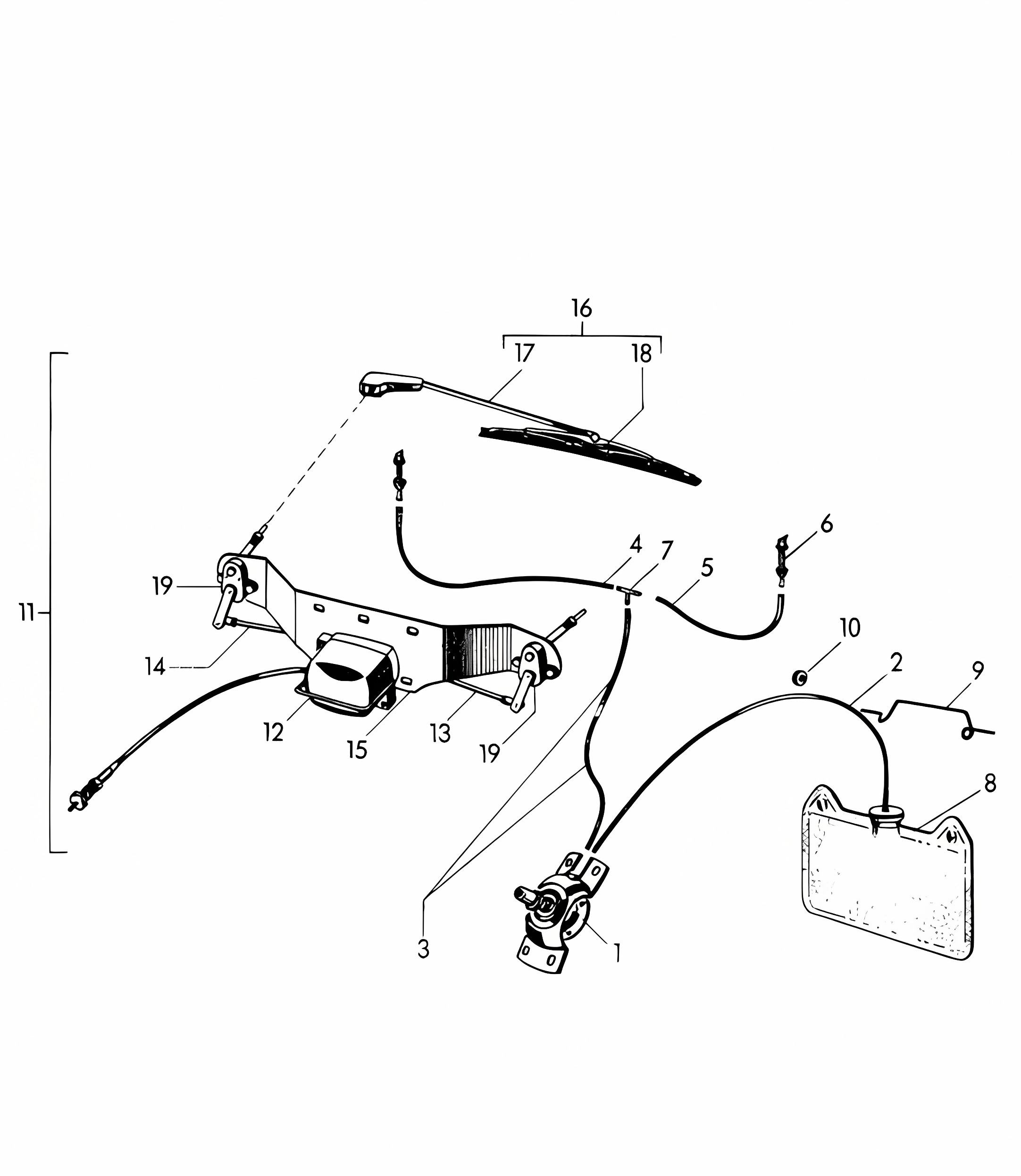 Windscreen washer system / Windscreen wiper system (Model: 356 A/540.1)  356A 1955-1959
