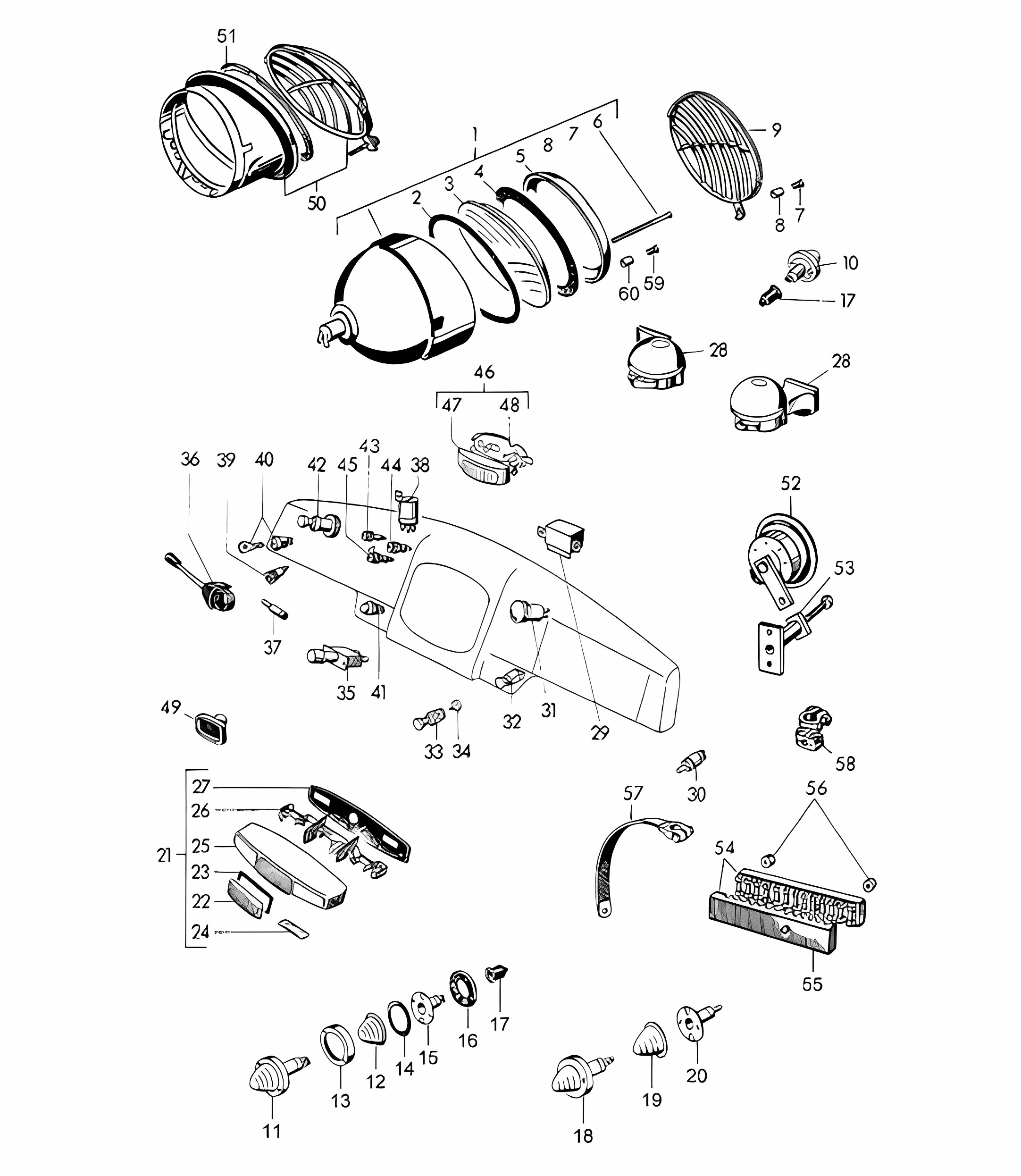 Headlamp / Lights And Switch 356 1950-1955