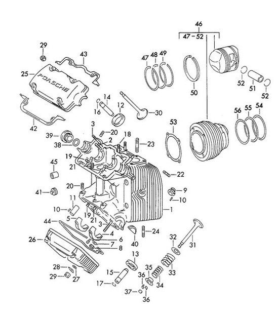 Diagram 103-003 Porsche 356 (1950-1965) Engine