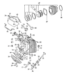 Cylinder head / Cylinder with piston (Model: CARRERA, 692/3/3A) 356B 356C 1960-1965