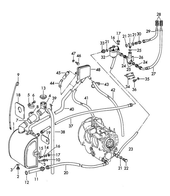 Engine lubrication (Model: CARRERA, 587/1/2, 692/3/3A) 356B / 356C 1960-1965