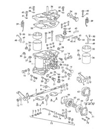 Single parts for Carburettor SOLEX-40  PII-4/44 PII-4 (Model: 1600 S90/SC, CARRERA, 587/1 692/3A) 356B / 356C 1960-1965