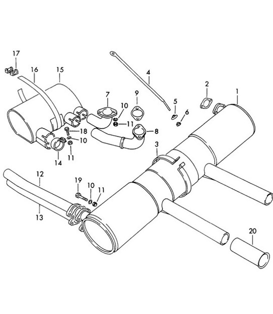 Diagram 202-004 Porsche Macan (95B) MK1 (2014-2018) Fuel System, Exhaust System