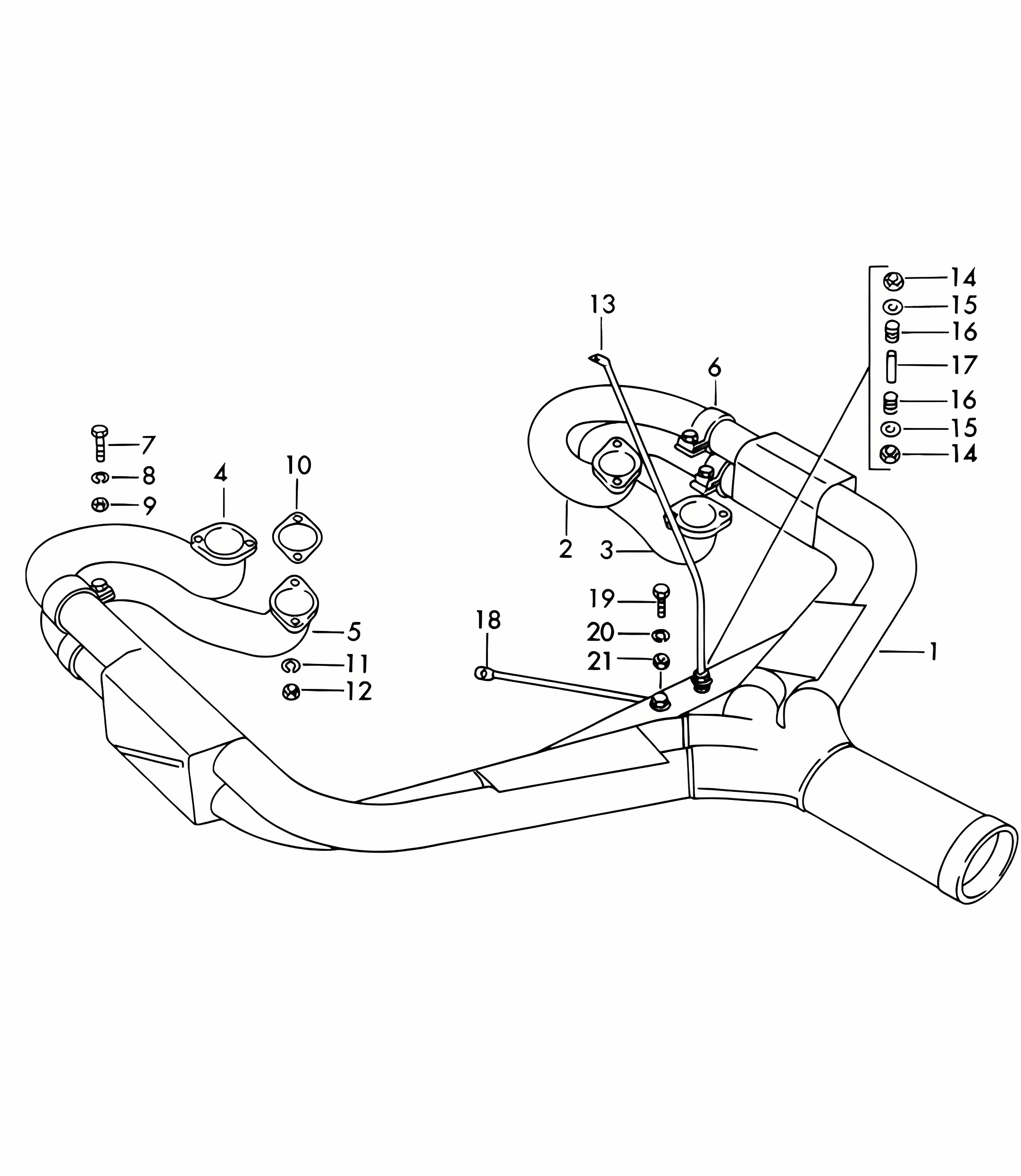 Exhaust system / Sport version (Model: CARRERA, 587/2) 356B / 356C 1960-1965