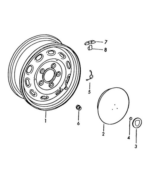 Diagram 601-005 Porsche 356 (1950-1965) Wheels, Brakes