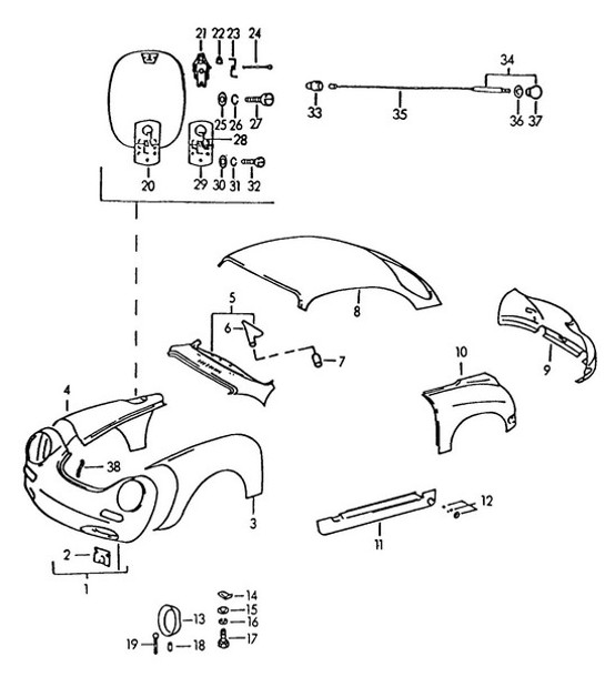 Diagram 802-000 Porsche Macan (95B) MK1 (2014-2018) Body