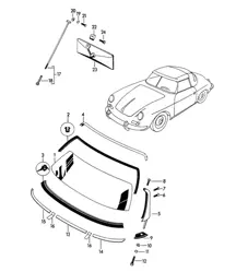 Window glazing (Model: ROADSTER) 356B / 356C 1960-1965