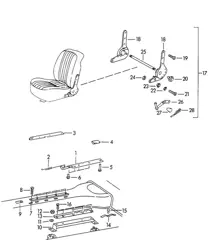 Seat rail / Seat rail support / and Reclining seat fitting  356B-T5 1960-65