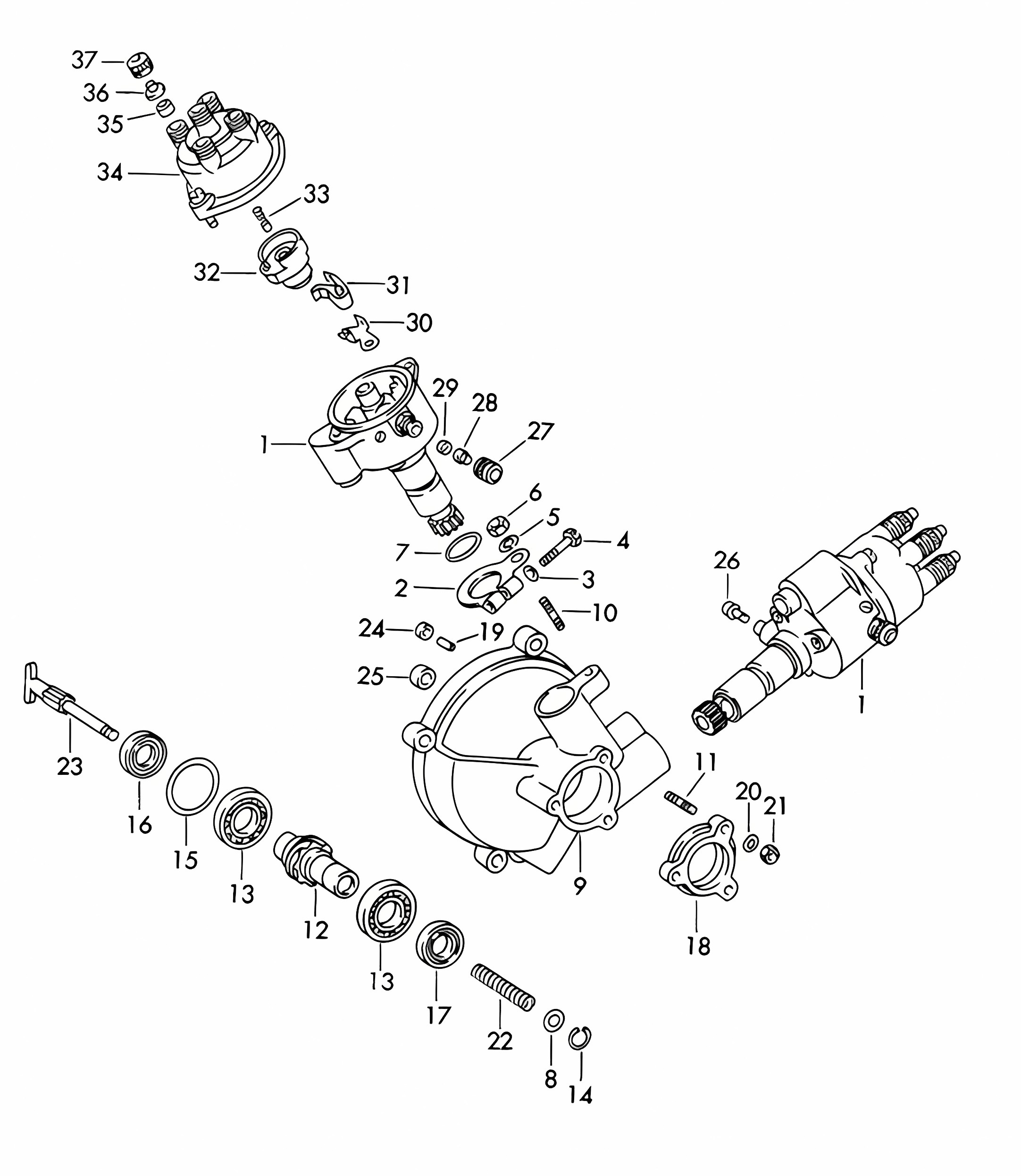 Distributor / Driving mechanism (Model: CARRERA) 356B / 356C 1960-65