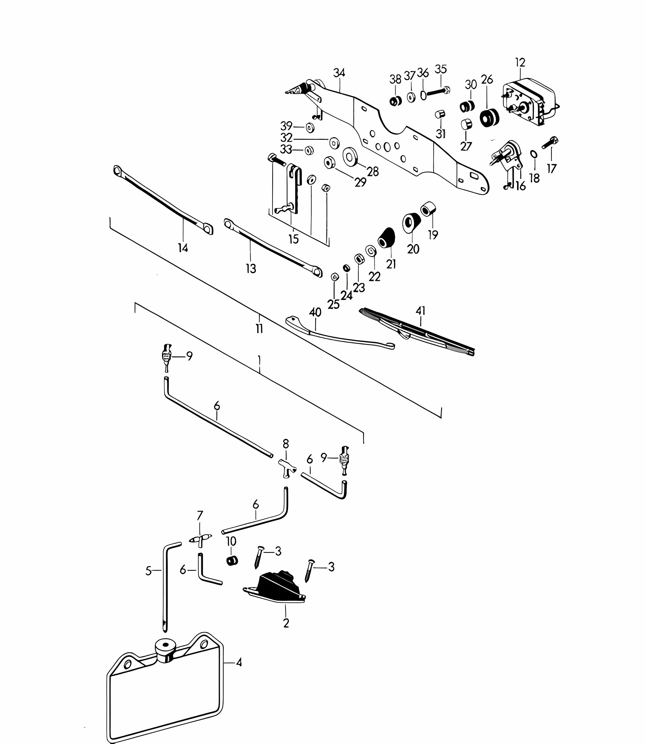 Windscreen washer system / Windscreen wiper system  (Model: ROADSTER) 356 B-T5 1960-65