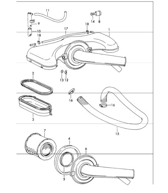 air cleaner system for - WEBER - carburettor 911 1965-69