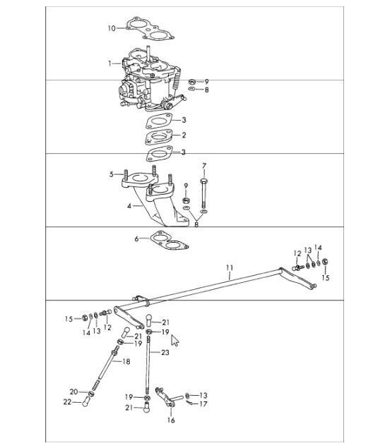 carburettor system with SOLEX-40 PII-4 for 912 1965-69