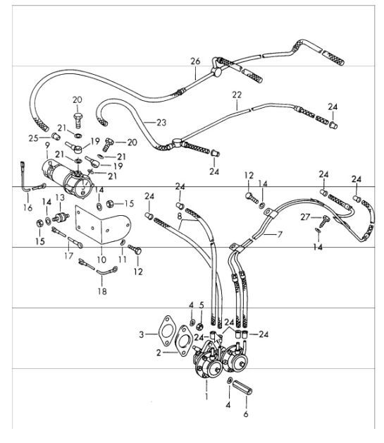 Diagram 201-02 Porsche Boxster 986/987/981 (1997-2016) Système de carburant, système d'échappement