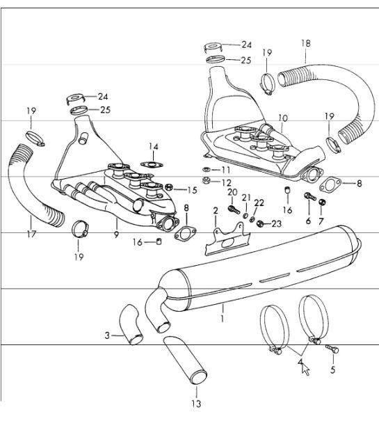 Diagram 202-10 Porsche Macan (95B) MK1 (2014-2018) Fuel System, Exhaust System
