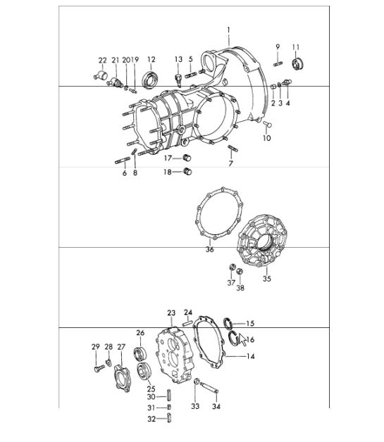 replacement transmission, transmission case, chilled casting 911 1965-69