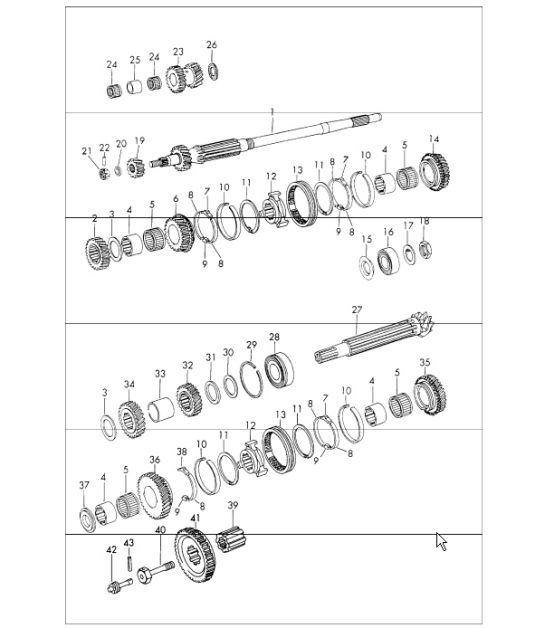 gears and shafts 4-speed transmission 911 1965-69